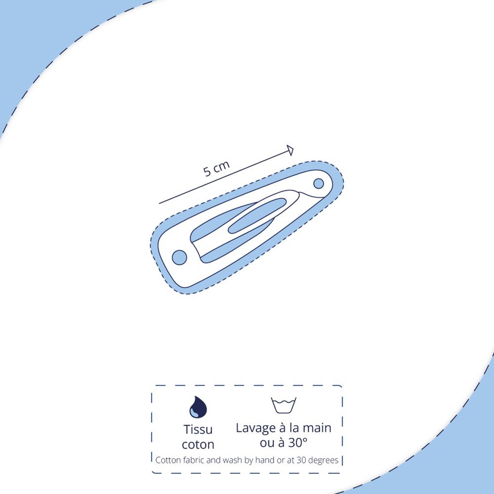 Barrette clic-clac tissu feuillage or rose