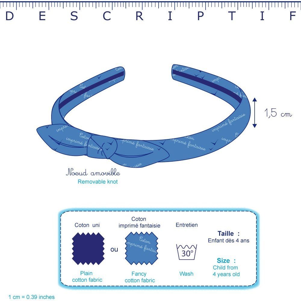 Serre-tête noeud etoile or marine 