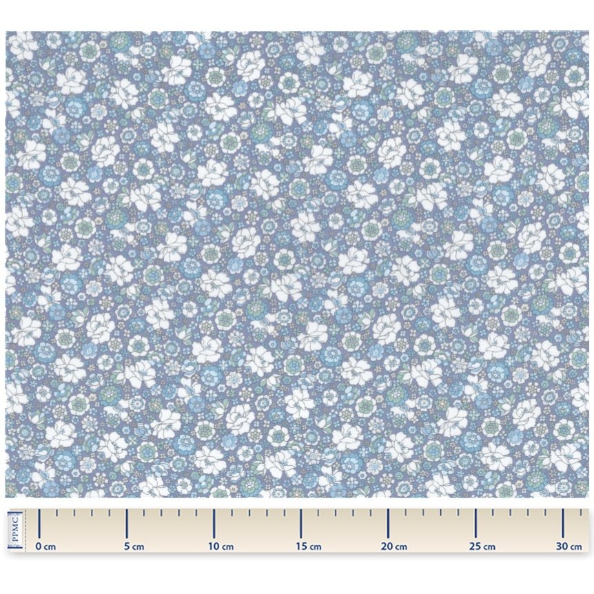 Tissu coton au mètre ex2337 mini fleuri lilas ciel