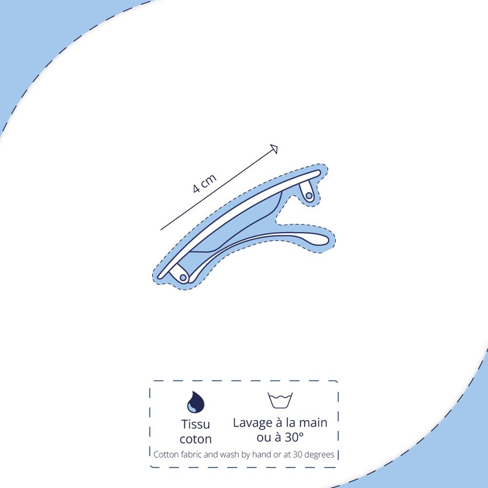 Barrette basset rayé argent marine