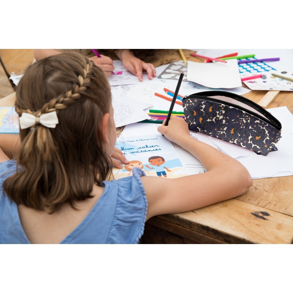 Trousse scolaire pensées marines