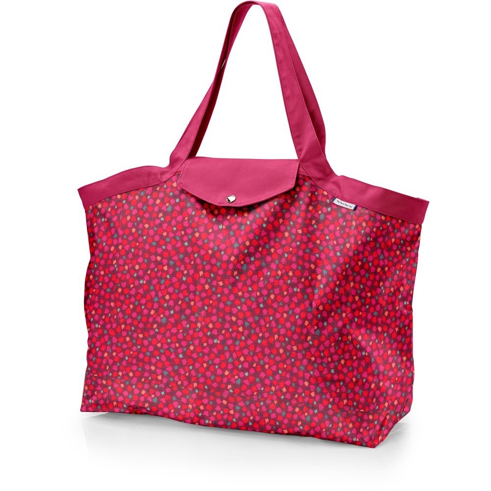 Grand sac cabas en tissu pompons cerise