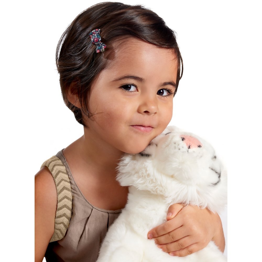 Barrettes clic-clac petits noeuds camelias rubis