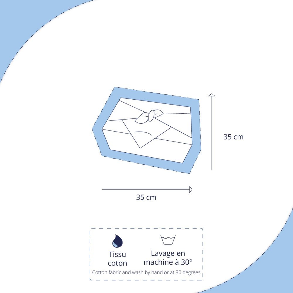 Furoshiki petit 35 x 35 cm rayé argent marine