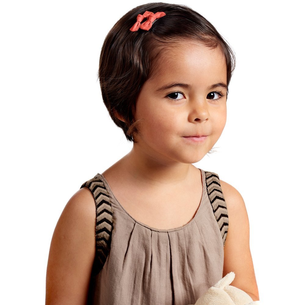 Barrettes clic-clac petits noeuds gaze dentelle corail