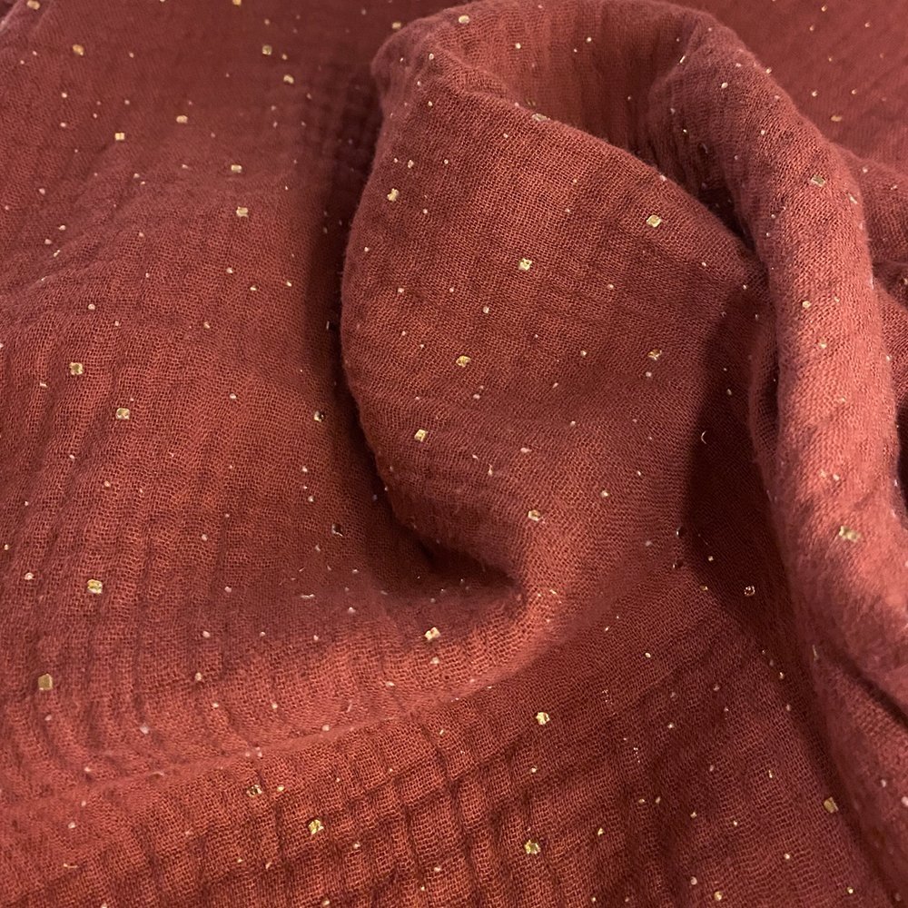 Chouchou nœud  gaze pois or rouille