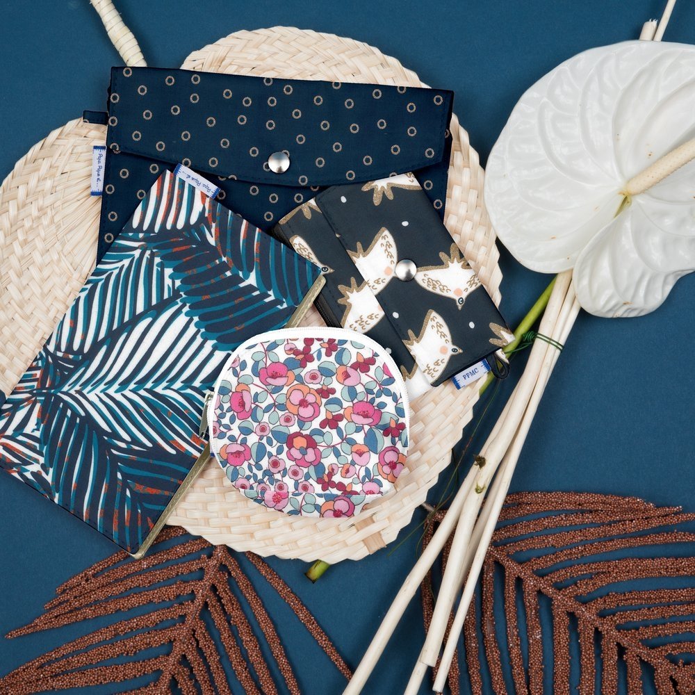 Porte-monnaie à soufflet boutons rose