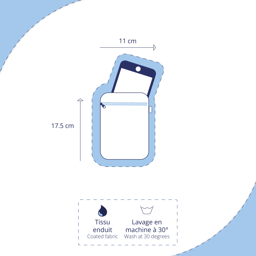 Pochette téléphone matelassée velours côtelé large grenat