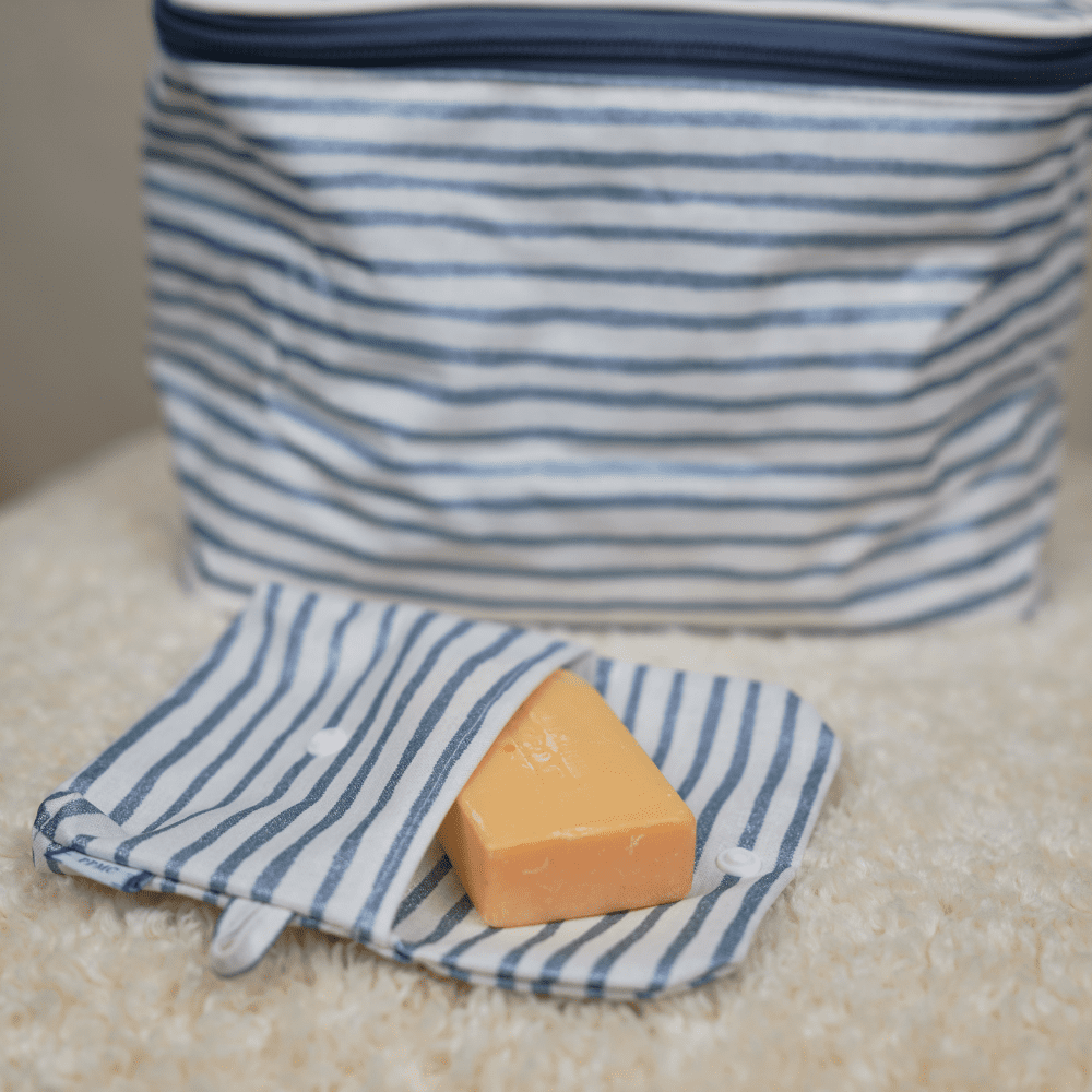 Pochette Savon rayé bleu blanc