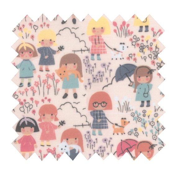 Tissu enduit  au mètre petites filles pop