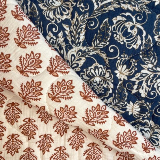 Tissu matelassé ex2548 gaze indienne matelassée bleu rouille
