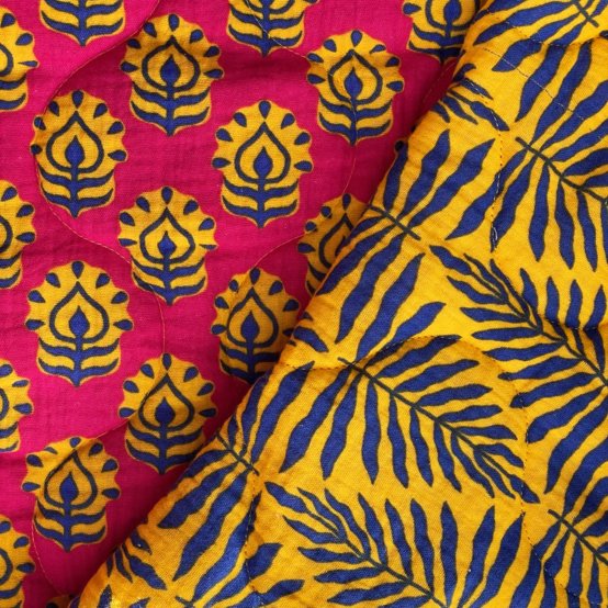 Tissu matelassé ex2605 gaze matelassée ethnique ocre rouge