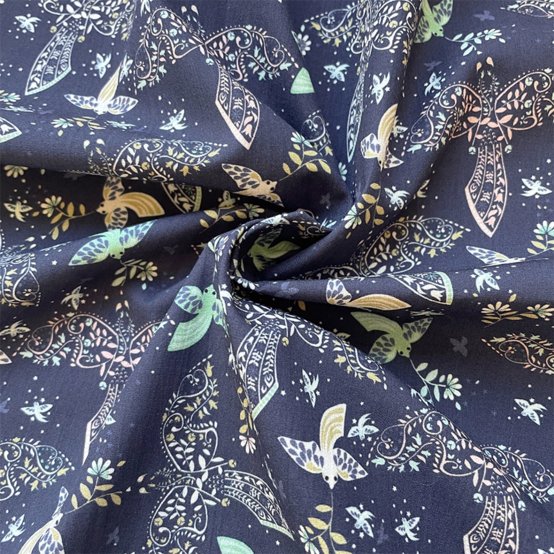 Tissu coton au mètre ex2480 oiseau bandana marine