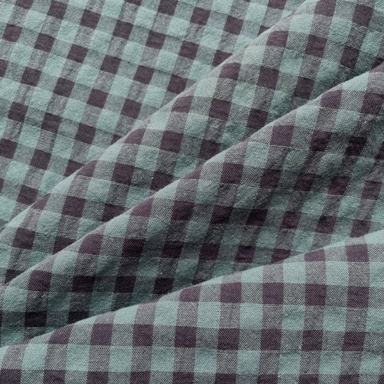 Tissu coton au mètre ex2462 vichy seersucker gris bleu