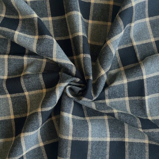 Tissu flanelle tartan noir sable
