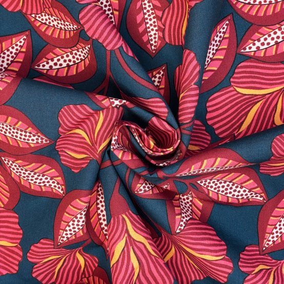 Tissu coton au mètre ex2577 calypso bordeaux