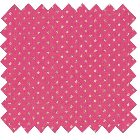 Tissu voile etoile or fuchsia