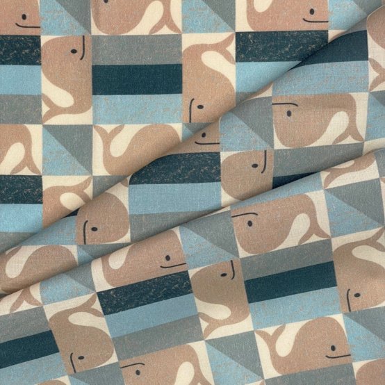 Tissu coton au mètre ex2541 baleino vert