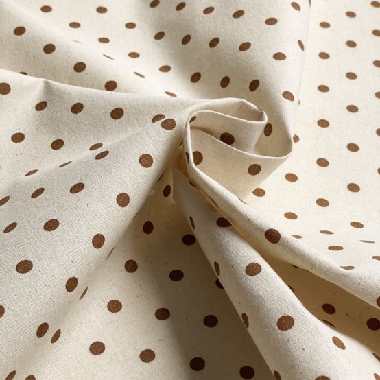Tissu coton au mètre ex2657 pois écru chocolat