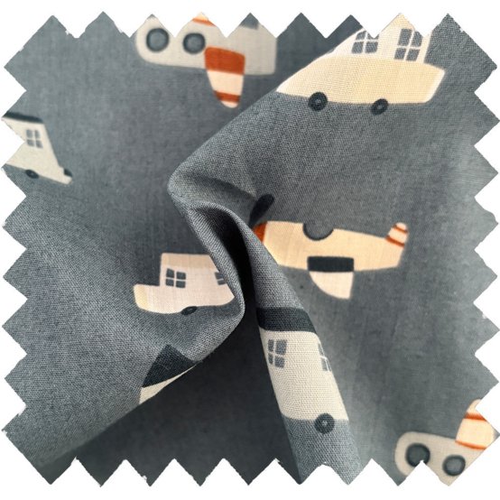 Tissu coton au mètre ex2651 voyage bleu