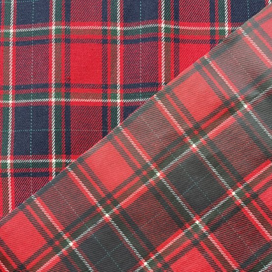 Tissu enduit  au mètre tartan rouge