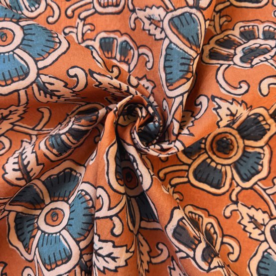 Tissu coton au mètre ex2638 indienne cumin bleu