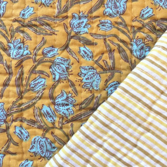 Tissu matelassé ex2612 indienne curcuma matelassé