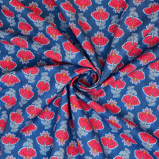 Tissu coton au mètre ex2544 shanti bleu