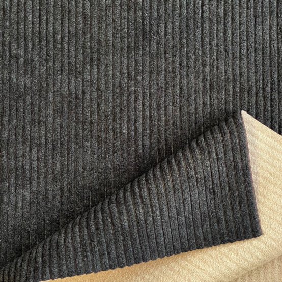 Tissu velours velours côtelé large noir