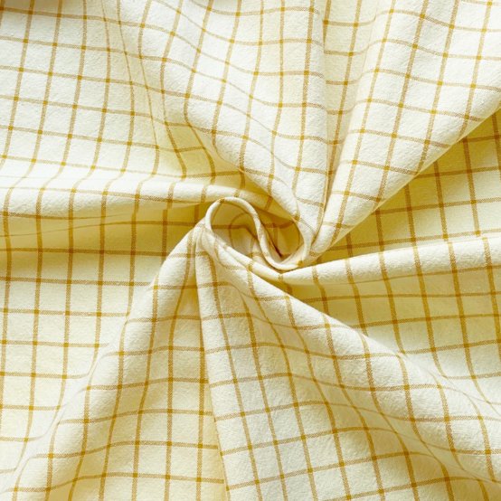 Tissu coton au mètre ex2527 carreaux bicolores jaune
