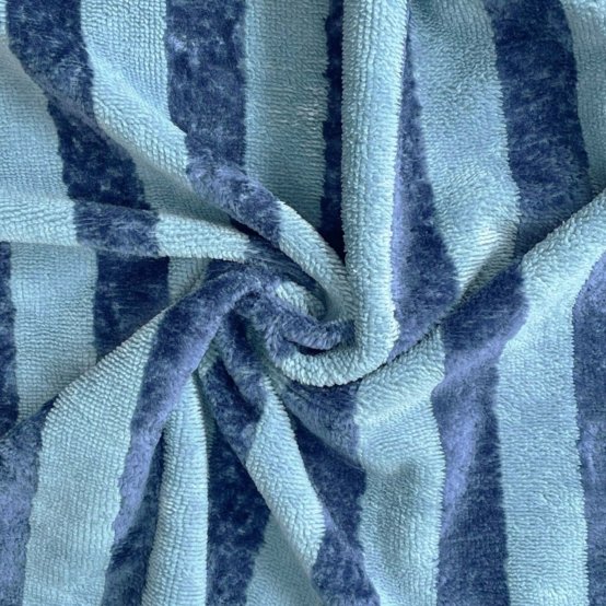 Tissu éponge bambou au mètre ex2539 rayée bleu