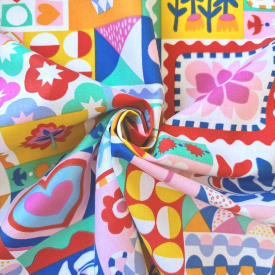Tissu coton au mètre ex2641 patchpop multicolore