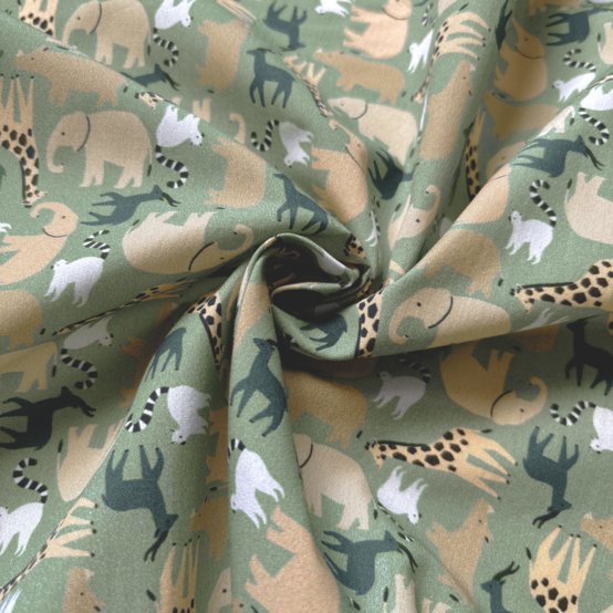 Tissu coton au mètre safari kaki