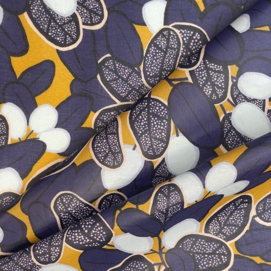 Tissu enduit  au mètre ex2542 kumquat marine moutarde