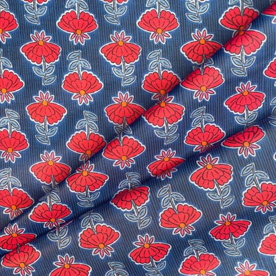 Tissu enduit  au mètre ex2544 shanti bleu