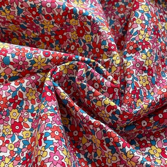 Tissu coton au mètre cocktail de fleurs