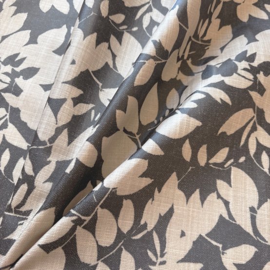 Tissu enduit  au mètre ex2582 feuillage encre anthracite