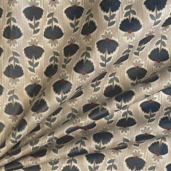 Tissu enduit  au mètre ex2579 shanti marine or