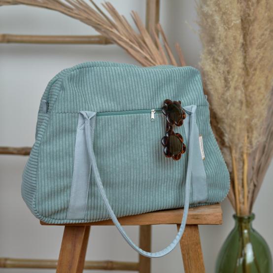 Sac bowling velours côtelé lichen