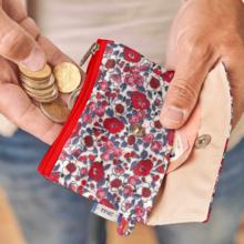 Mini pochette porte-monnaie rouge corolle