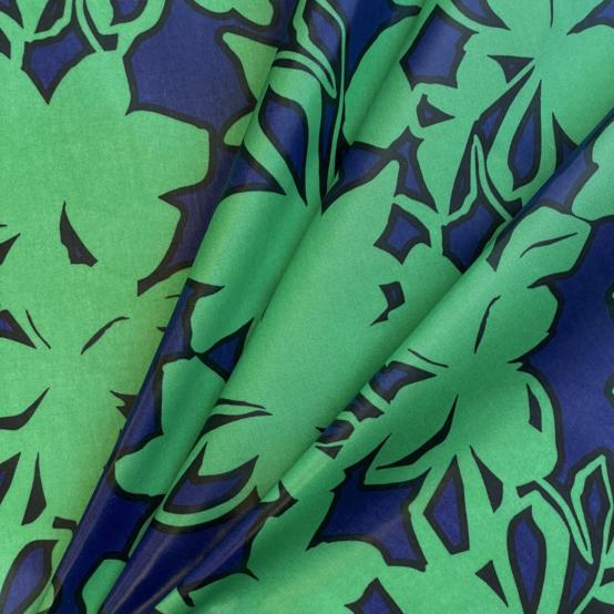 Tissu enduit au mètre ex2650 Silouhettes vert bleu