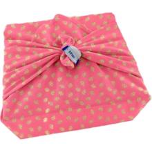 Furoshiki petit 35 x 35 cm feuillage or rose