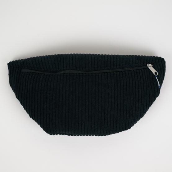 Petit sac banane velours côtelé large noir