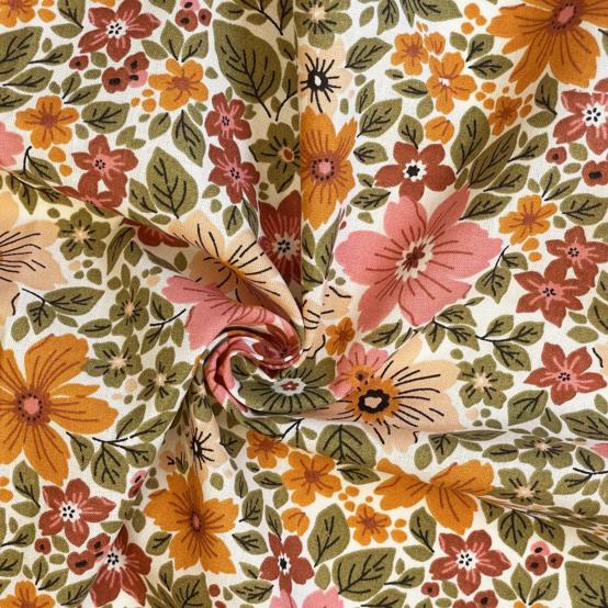 Tissu coton au mètre ex2550 hellebore vintage