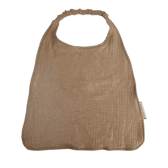 Serviette enfant élastique gaze pailletée camel