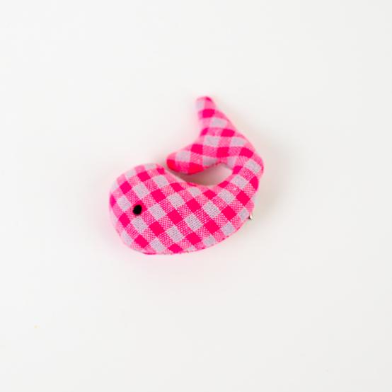 Barrette Baleine vichy rose fluo