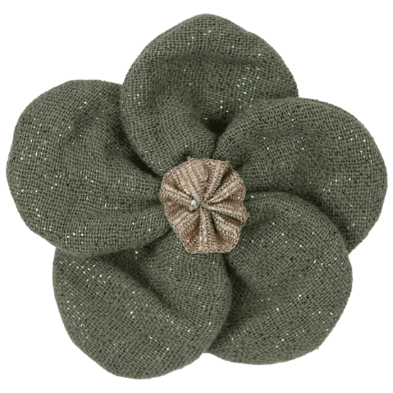 Petite Barrette Pétales de Fleur gaze pailletée kaki
