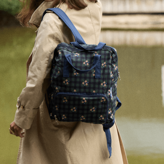 Petit sac à dos Gaby tartan fleuri