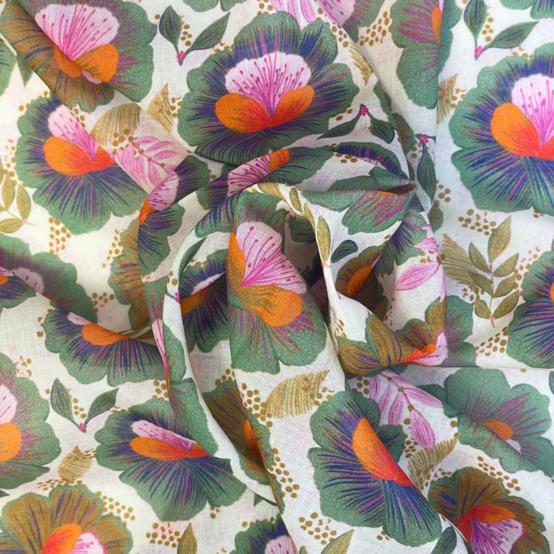 Tissu voile fleur de thé