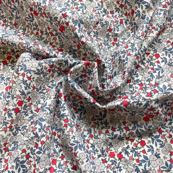 Tissu coton au mètre serenade rouge gris